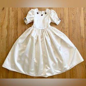 Vintage Girl's Party Dress *Medium* DESIGNER FASHIONS Embellished Ivory Satin
